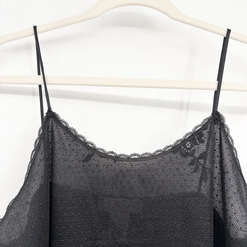 Private Luxuries Womens Black Floral Lace Overlay Gothic Romantic Slip Dress M